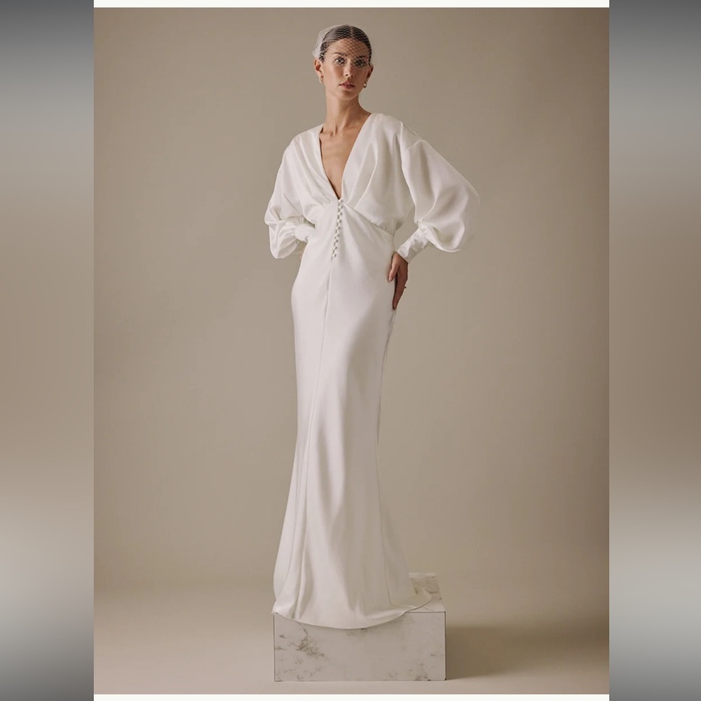 Nobody’s Child White Long Sleeve Maxi Cecilia Bridal Dress